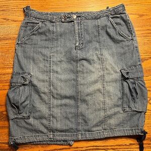 Vintage American Eagle Outfitters Cargo Blue Denim Skirt Y2K